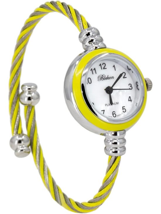 Women\'s Tan Yellow Analog Quartz Elegant Cable Cuff Arabic Number Bracelet Watch main image 4